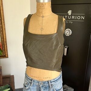 Express Olive Green Crop Top